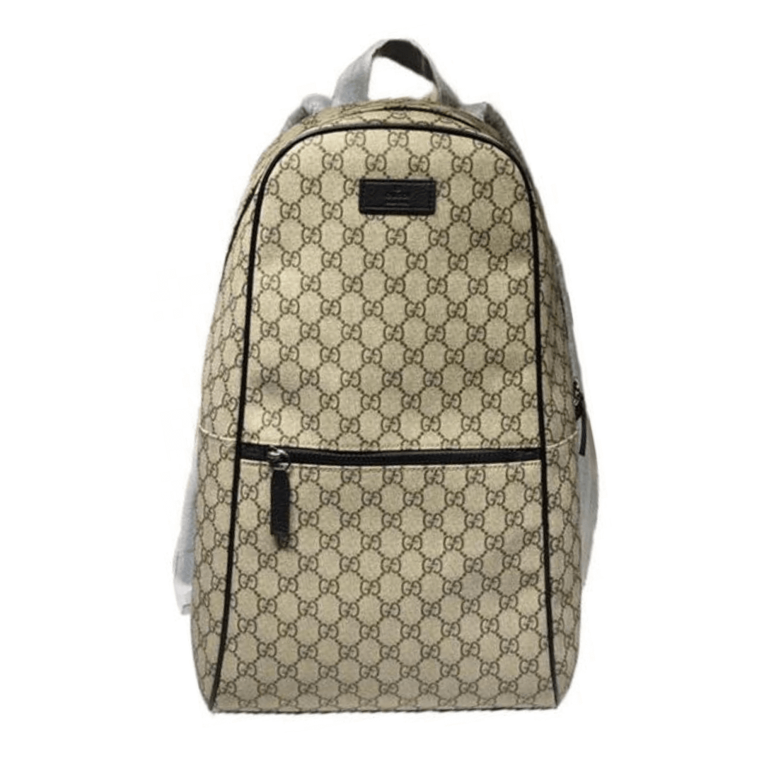 Luxury Auth Gucci GG Nylon Leather Beige Backpack Bag 449181