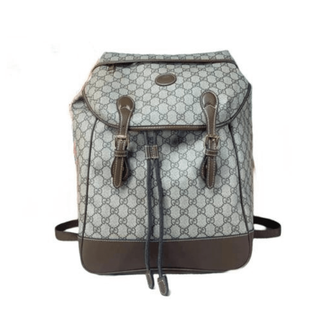 Luxury Gucci Leather-trimmed Monogrammed Coated-canvas Backpack